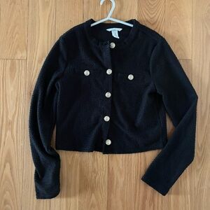 H&M lightweight black boucle cardigan jacket